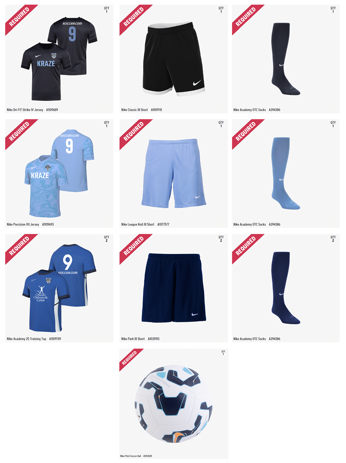 2025FKK Uniforms PreSelectKit BOYS