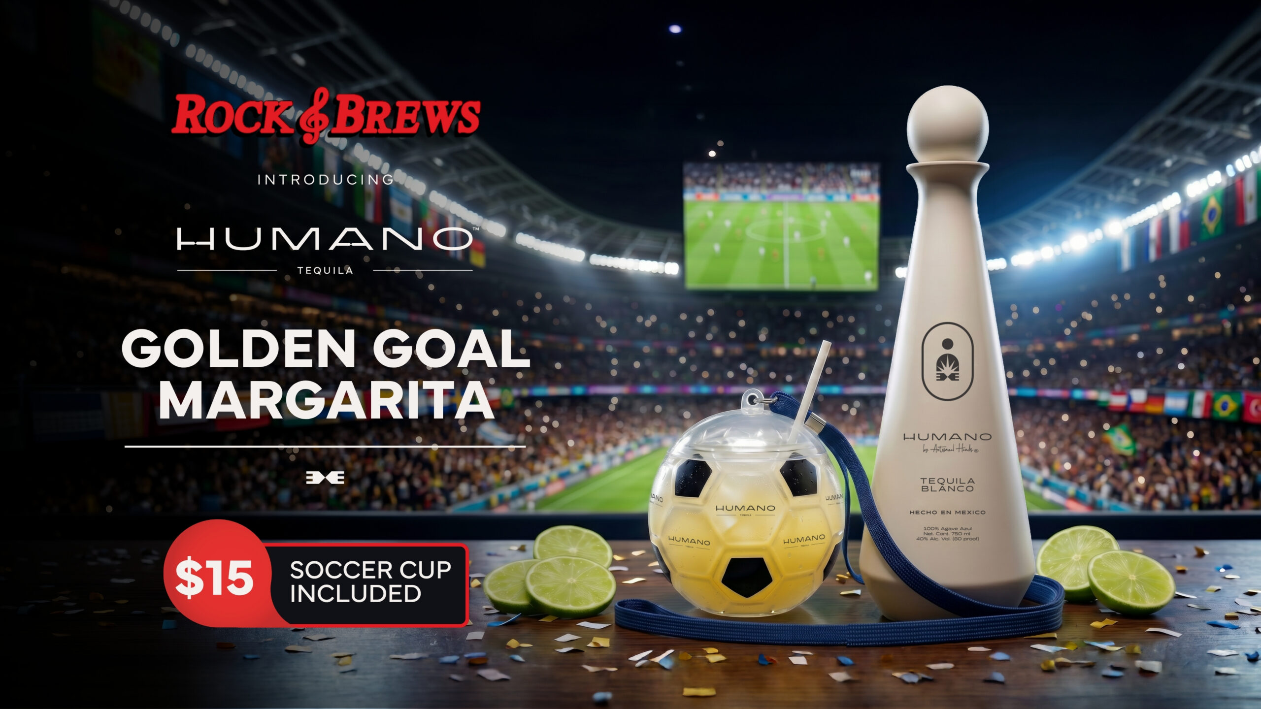Humano X Rock & Brews Golden Goal Margarita 16x9
